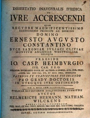 Dissertatio Inavgvralis Ivridica De Ivre Accrescendi