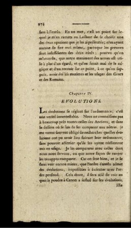 Chapitre IV. Evolutions.