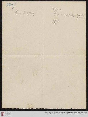 Heid. Hs. 3895 II B - 5,244: Nachlass Heinrich Bassermann, Sonn- und Feiertagspredigten: Predigt zu 1 Kor 3,6-9 (Eine Anschau über unsre geistige Ernte)
