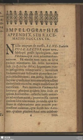 Ampelographiae Appendix, Seu Racematio Succincta