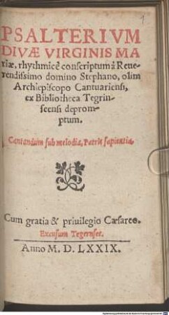 Psalterium divae Virginis Mariae rhythmice conscriptum