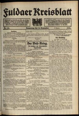 Ausgabe vom Donnerstag, den 16. September 1915.