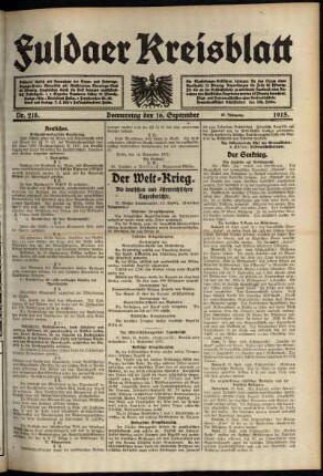 Ausgabe vom Donnerstag, den 16. September 1915.