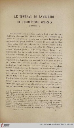 5.F.15.1922: Le tombeau de lambiridi et l'hermétisme africain