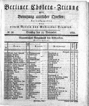 No. 26, 22. November 1831
