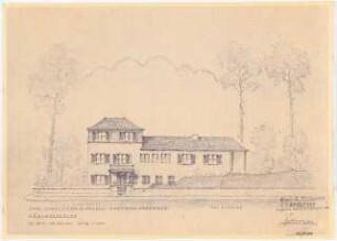 Garten Noebel, Berlin-Frohnau: Ansicht Südwest 1:100 (Zeichnung des Architekten)
