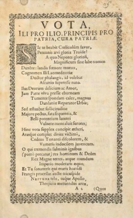 Vota, ili pro ilio, principis pro patria, cura patriæ.