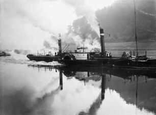 Seitenrad-Schleppdampfer "Kolin" : Seitenrad-Schleppdampfer "Kolin" auf der Elbe