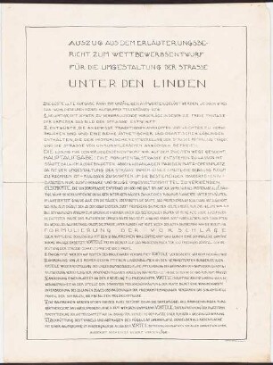 Umgestaltung der Straße Unter den Linden, Berlin: Auzug aus dem Erläuterungsbericht