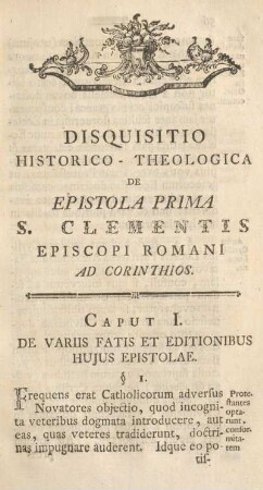 Caput I. De variis fatis et editionibus hujus epistolae.