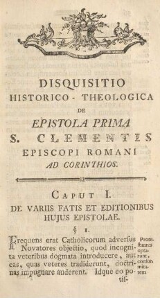 Caput I. De variis fatis et editionibus hujus epistolae.