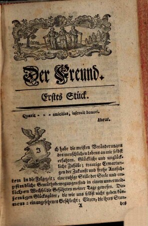 Der Freund : eine moralische Wochenschrift, 1 = Stück 1 - 26. 1754