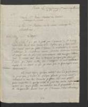Brief von Jacques Varin an Johann Jacob Kohlhaas