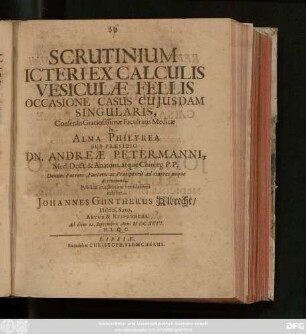 Scrutinium Icteri Ex Calculis Vesiculae Fellis ...