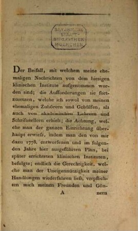 Annalen des Klinischen Instituts auf der Akademie zu Erlangen. 1, 1. 1808