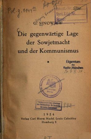 Die gegenwärtige Lage der Sowjetmacht und der Kommunismus