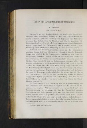 Ueber die Erstarrungsgeschwindigkeit.
