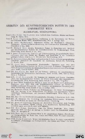 Arbeiten des Kunsthistorischen Instituts der Universität Wien