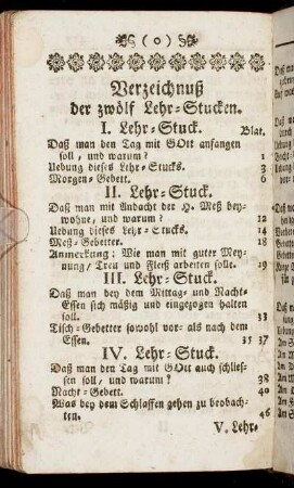 Verzeichnuß der zwölf Lehr-Stucken.