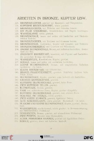 Arbeiten in Bronze, Kupfer usw. (Nr. 225-256)