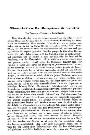 Wissenschaftliche Fortbildungskurse für Oberlehrer