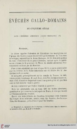 N.S. 5.1862: Évêchés gallo-romains du cinquiéme siècle dans l'extrême Armorique (Basse-Bretagne)