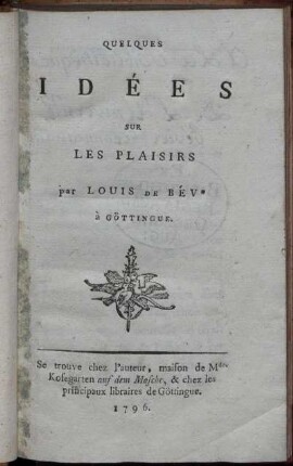 Quelques Idées Sur Les Plaisirs