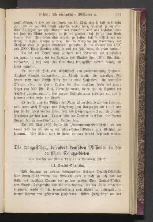 Die evangelischen, besonders deutschen Mission in den deutschen Schutzgebieten