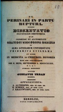 De perinaei in partu ruptura : diss. inaug. obstetr.
