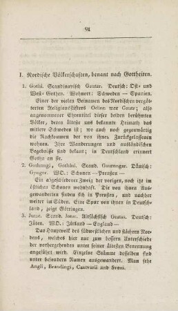 I. Nordische Völkerschaften, benant nach Gottheiten.