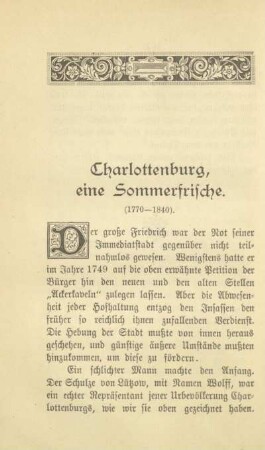 Charlottenburg, eine Sommerfrische (1770-1840)