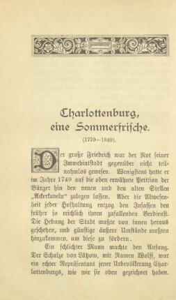 Charlottenburg, eine Sommerfrische (1770-1840)