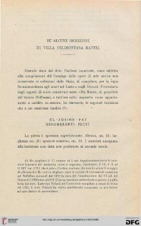 50.1922: Su alcune iscrizioni di Villa Celimontana Mattei