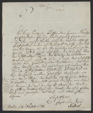 Briefe an Friedrich Nicolai : 18.09.1786-11.1786