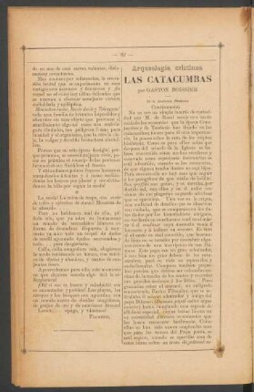 Las catacumbas - (Continuación) : Arqueología cristiana