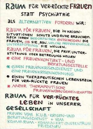 Raum für ver-rückte Frauen statt Psychiatrie