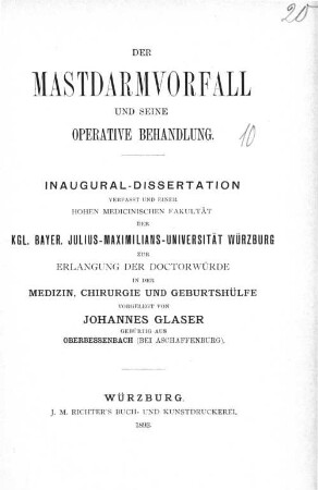 Der Mastdarmvorfall und seine operative Behandlung