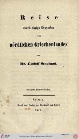Reise durch einige Gegenden des nördlichen Griechenlandes