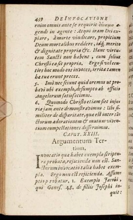 Caput XXIII. Argumentum Tertium.