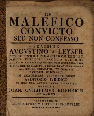 De malefico convicto, sed non confesso