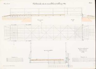 Erweiterung des Plauer Kanals. Neue Schleuse, Parey: Rollbrücke: Ansicht, Schnitte 1:25, 1:10