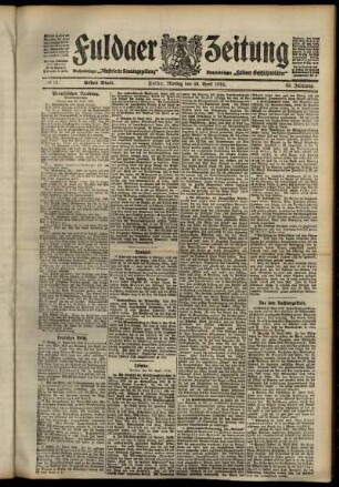 Erste Ausgabe vom Montag, den 22. April 1912.
