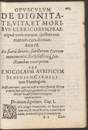 Opusculum De Dignitate, Vita, Et Moribus Clericorum ...