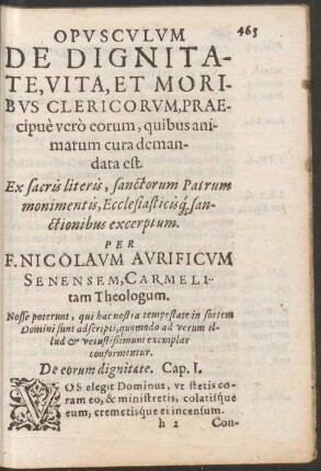 Opusculum De Dignitate, Vita, Et Moribus Clericorum ...