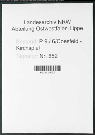 Sterberegister Standesamt Coesfeld-Kirchspiel oder Amt