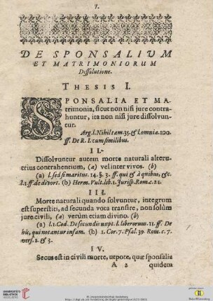 De sponsalium et matrimoniorum dissolutione