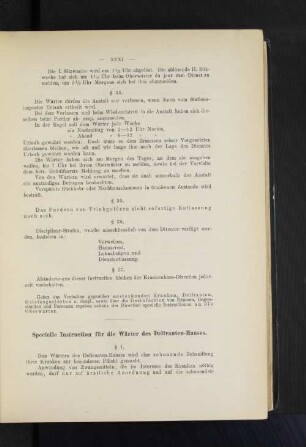 Specielle Instruction für die Wärter des Deliranten-Hauses.