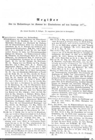 Register Kammer der Standesherren 1856-1861
