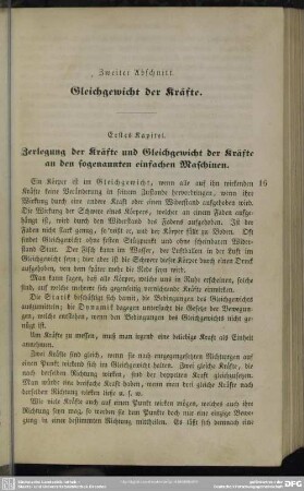 Zweiter Abschnitt. Gleichgewicht der Kräfte