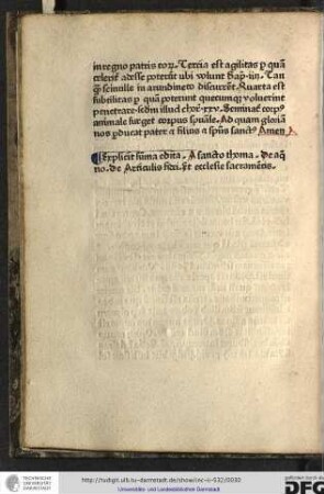 Explicit summa edita a sancto Thoma de Aquino de articulis fidei et ecclesie sacramentis.